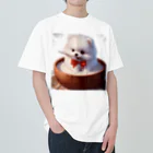 Pom-Dog'sのご飯に埋もれる白ポメ Heavyweight T-Shirt