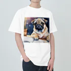 こころやすらぐの水彩子犬　パグ ヘビーウェイトTシャツ