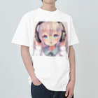 hide-の可愛いヘッドフォンガール ヘビーウェイトTシャツ