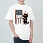 niko&PANDA shopのリーマン予想を解こうとしている猫の学者さん ヘビーウェイトTシャツ