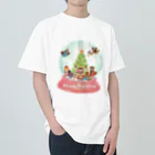 GLOBEのトナカイと愉快な動物たちのクリスマススノードーム Heavyweight T-Shirt