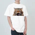 日向ぼっこのずぶ濡れ猫 ヘビーウェイトTシャツ