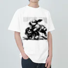 ＊の墨絵うさぎ“切磋琢磨” ヘビーウェイトTシャツ