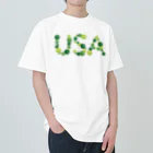 junichi-goodsのバルーン文字「USA」（緑色系） Heavyweight T-Shirt