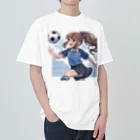 RYO14silviaの楽しくフットサルしているポニーテールの女の子 ヘビーウェイトTシャツ