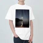 ego-designの月夜と海 ヘビーウェイトTシャツ