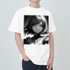 Relaxing Beatsのモノクロ美少女 Heavyweight T-Shirt