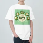 カエルグッズのHAPPYカエル5匹 ヘビーウェイトTシャツ