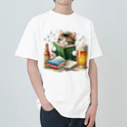 TEXT ANDの猫、本、ビール。愉しい。 Heavyweight T-Shirt