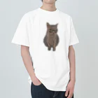 手書きイラストで猫ミームの怪しむ猫 Heavyweight T-Shirt