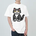 モチクマのハチワレ猫のドット絵 Heavyweight T-Shirt