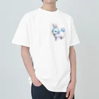 ko_858585のウサギ猫：ブルー Heavyweight T-Shirt