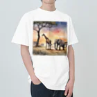 かるるんショップのサバンナのとある日の風景　シリーズ　凸凹コンビ Heavyweight T-Shirt