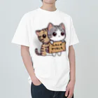 ussi-cowの可愛いネコのイラストシャツ（わたしがやりました） ヘビーウェイトTシャツ