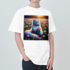 momonekokoの虹色に輝く優雅な猫 Heavyweight T-Shirt