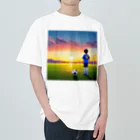 musashiyaの夕日とサッカー少年 Heavyweight T-Shirt