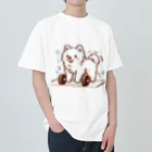 ke__to_isurugiの筋トレサモエド犬(女性向け) ヘビーウェイトTシャツ