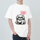 m_uu33ショップの可愛いペキニーズ ヘビーウェイトTシャツ