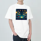 tanantの夏祭り、提灯が灯る下で花火をみている Heavyweight T-Shirt