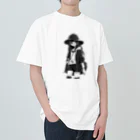 モノクロ美少女の悲しみ美少女モノクロ ヘビーウェイトTシャツ