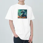 nico251の鮮やかの花々とドラゴン Heavyweight T-Shirt