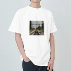 atoyuki_SHOPの鉄道レールデザイン ヘビーウェイトTシャツ