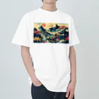 テクノ浮世絵の光彩を放つ自然 - 日本の山々 Heavyweight T-Shirt