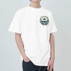 Cool Japanese CultureのMinimalist Traditional Japanese Motif Featuring Mount Fuji and Seigaiha Patterns Heavyweight T-Shirt