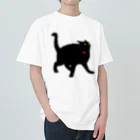 小鳥と映画館の驚いちゃった黒猫 Heavyweight T-Shirt