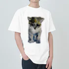 青い猫の真白 Heavyweight T-Shirt