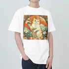 ゆまちゃんの開運雑貨屋さんの幸運を招いてない猫。花を持ってるだけよね Heavyweight T-Shirt