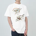 もしもしこちら文鳥の文鳥風神雷神 ヘビーウェイトTシャツ