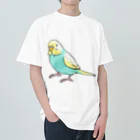 まめるりはことりのごきげんセキセイインコ【まめるりはことり】 ヘビーウェイトTシャツ