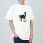 📎若尾桂子📎のキュウリにおどろく黒猫 ヘビーウェイトTシャツ