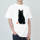 いちがつにがつの黒猫ですよ？ ヘビーウェイトTシャツ