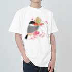 Lily bird（リリーバード）の粟穂をプレゼント 桜&白文鳥 ヘビーウェイトTシャツ