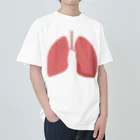 8anna storeの人体のなぞ。ピカピカピンクの肺。 ヘビーウェイトTシャツ