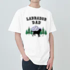 ハッピー・ラブラドールズのLabrador Dad ブラックラブラドール ヘビーウェイトTシャツ