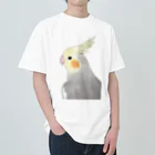 まめるりはことりの見つめるオカメインコちゃん【まめるりはことり】 ヘビーウェイトTシャツ