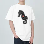 生物＝ケモノのヲ店の『tiles』Sea horse Heavyweight T-Shirt