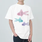 Alba spinaの金魚３匹 くすみパステル ヘビーウェイトTシャツ