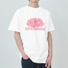 Mrs.Succulentのエケベリアンロゴ（ピンク） ヘビーウェイトTシャツ