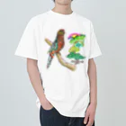 ソラネコ本舗（meg－micro）のココノエインコ　赤い実を届けに ヘビーウェイトTシャツ