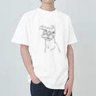 イノカ・ワイガワの重力に負けるモモ　飼い主の絵 ヘビーウェイトTシャツ