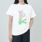 N谷スタジオのブタさんon三輪車～レインボーバージョン～ ヘビーウェイトTシャツ