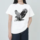 WILDBIRD GOODS SHOPのカンムリワシ・モノクロ ヘビーウェイトTシャツ