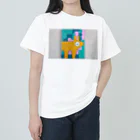 little pandaの「自分の事をシマウマと勘違いしているアルパカの肖像画」 ヘビーウェイトTシャツ