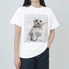 【CPPAS】Custom Pet Portrait Art Studioの マルチーズドッグ - レンガブロック背景 Heavyweight T-Shirt