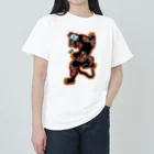 尾九の狐面 桜柄黒豹 Heavyweight T-Shirt