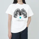 shi-chi Labo graph(詩一）の桜翼の梟(白と青) ヘビーウェイトTシャツ